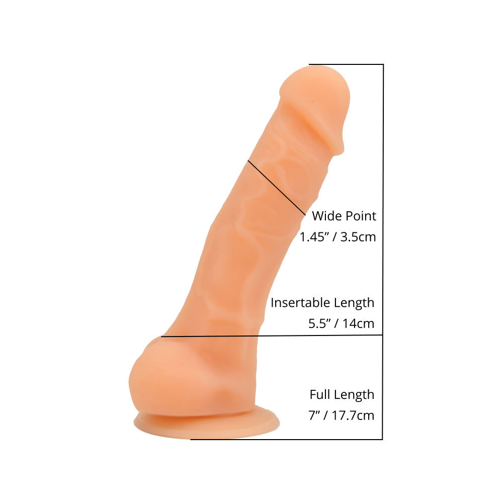 Loving Joy 7 Inch Realistic Silicone Dildo with Suction Cup and Balls Vanilla Loving Joy