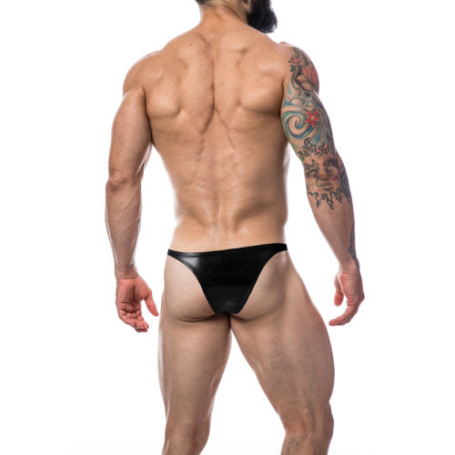 C4M Brazilian Brief Black Leatherette Medium Cut 4 Men