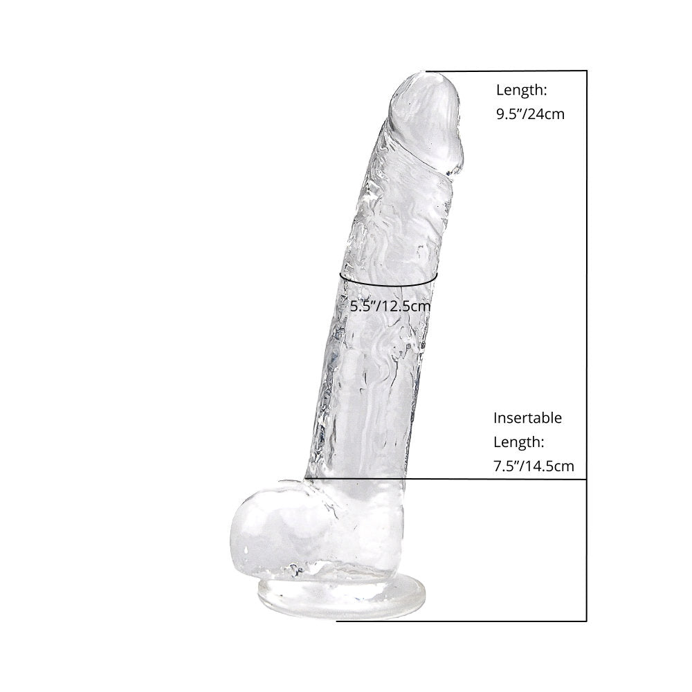 Loving Joy 9 Inch Dildo with Balls Clear Loving Joy