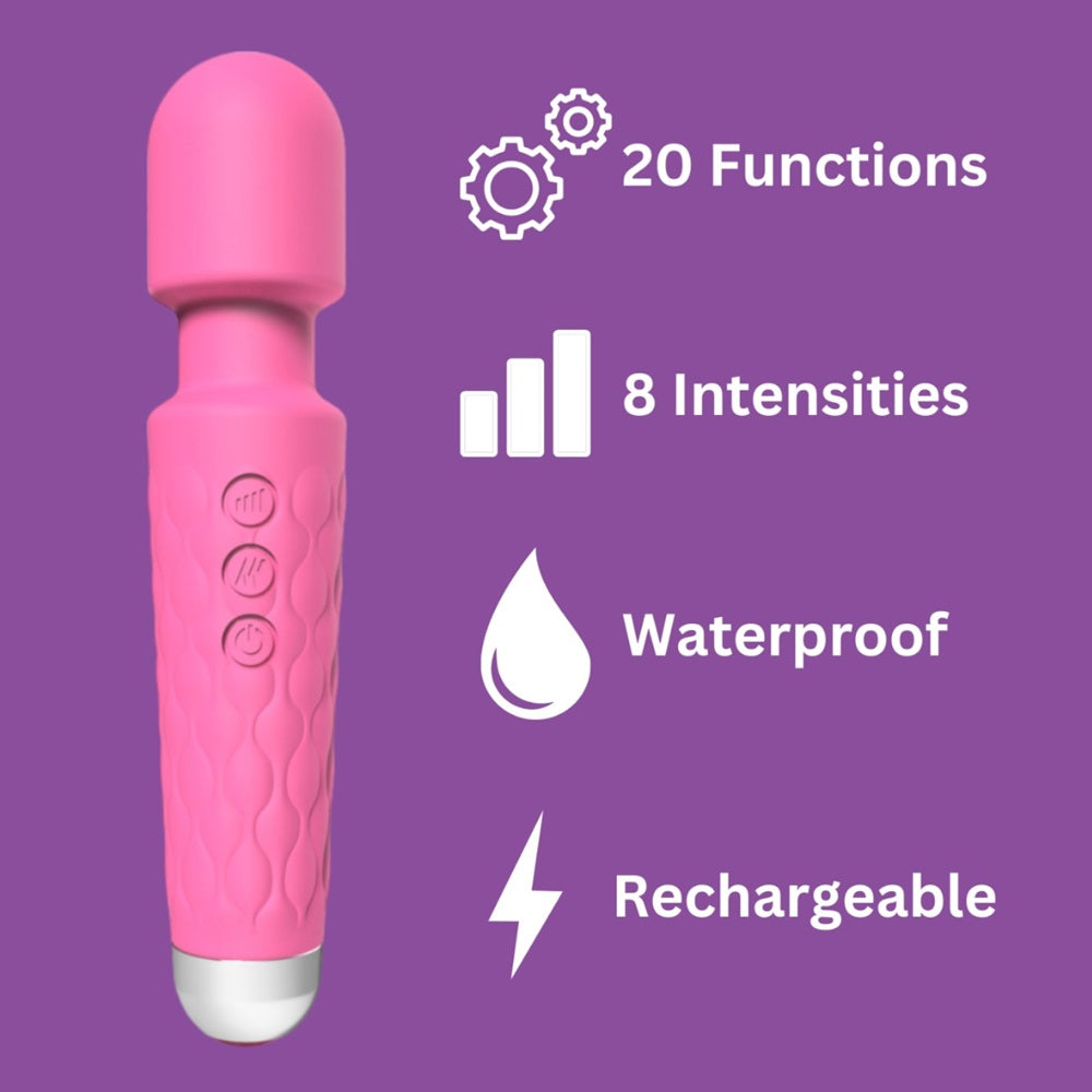 Loving Joy 20 Function Wand Vibrator Pink Loving Joy