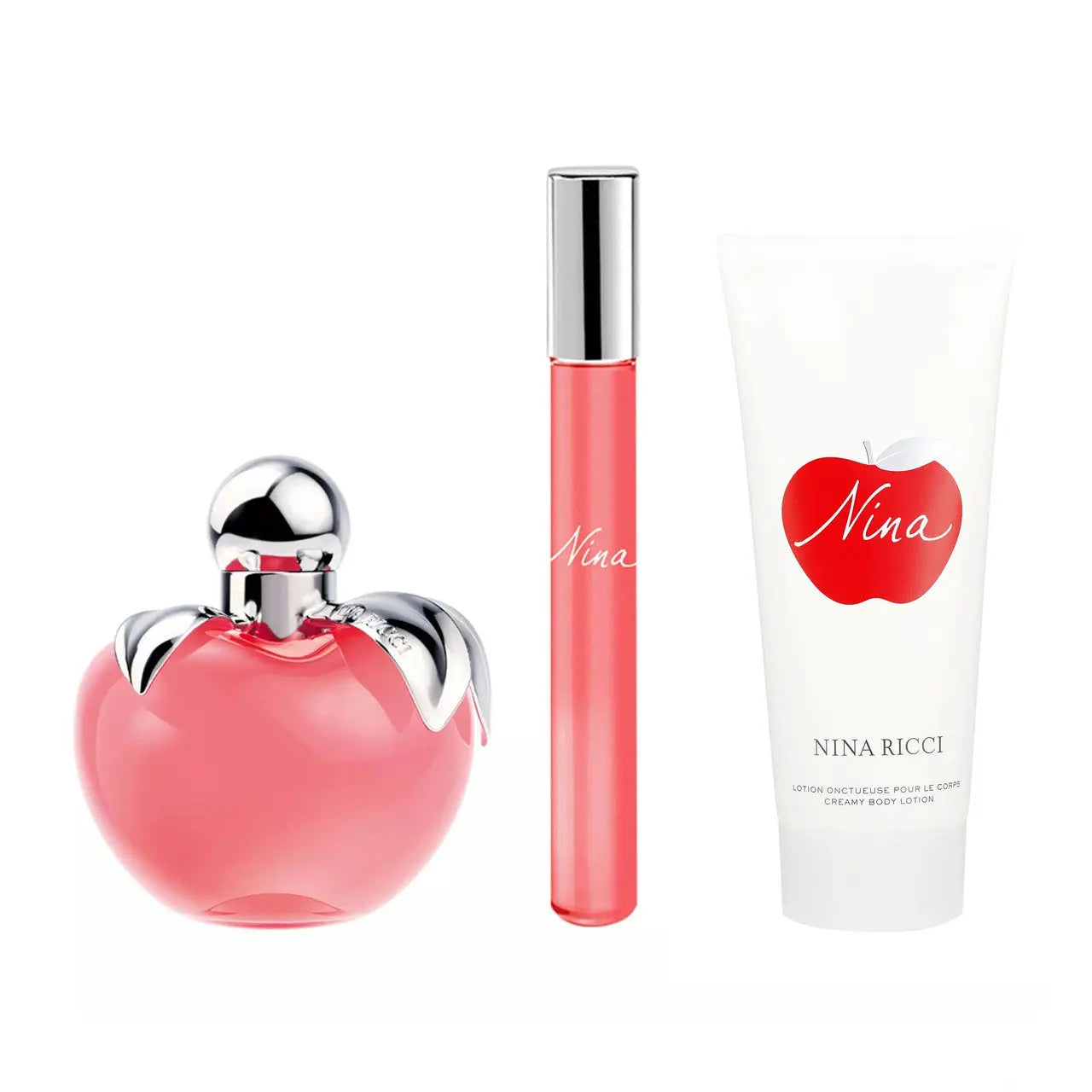 Nina Ricci Nina 3 Pcs Set For Women: 2.7 Eau De Toilette Spray + 0.34 Eau De Toilette Roll-On + 2.5 Body Lotion Nina Ricci