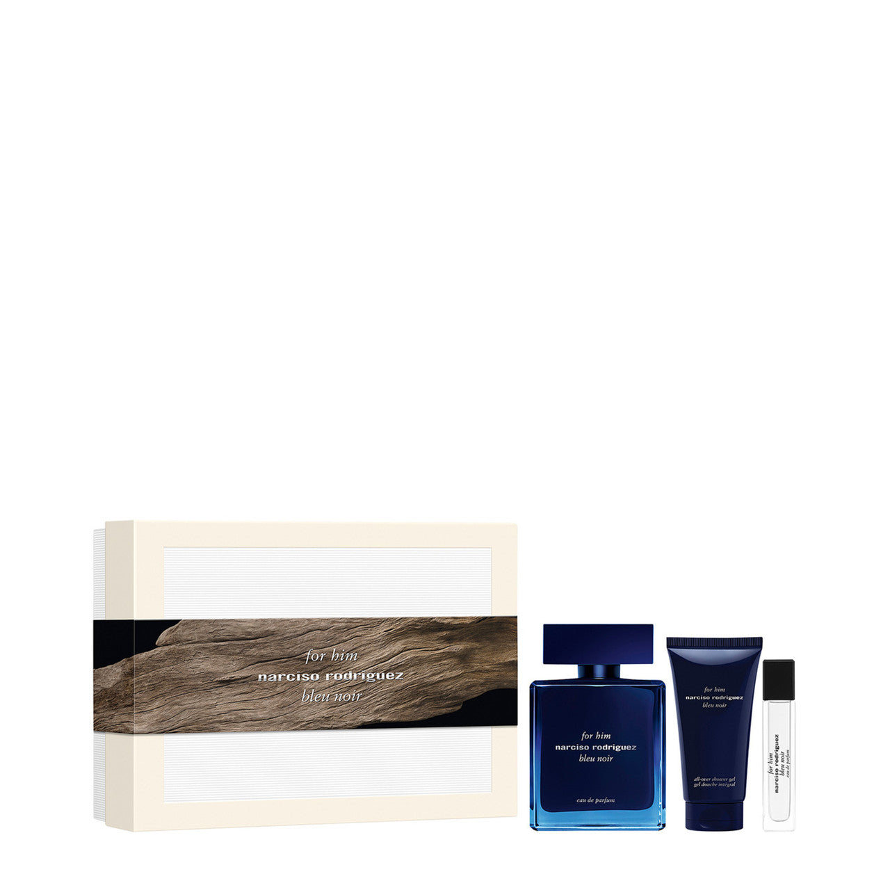 Narciso Rodriguez For Him Bleu Noir 3 Pcs Set: 3.3 Eau De Parfum Spray + 0.33 Eau De Parfum Spray + 1.6 Body Lotion