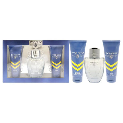Top Gun Chevron 3 Pcs Set For Men: 3.4 Eau De Toilette Spray + 3.4 After Shave Balm + 3.4 Body Wash Top Gun