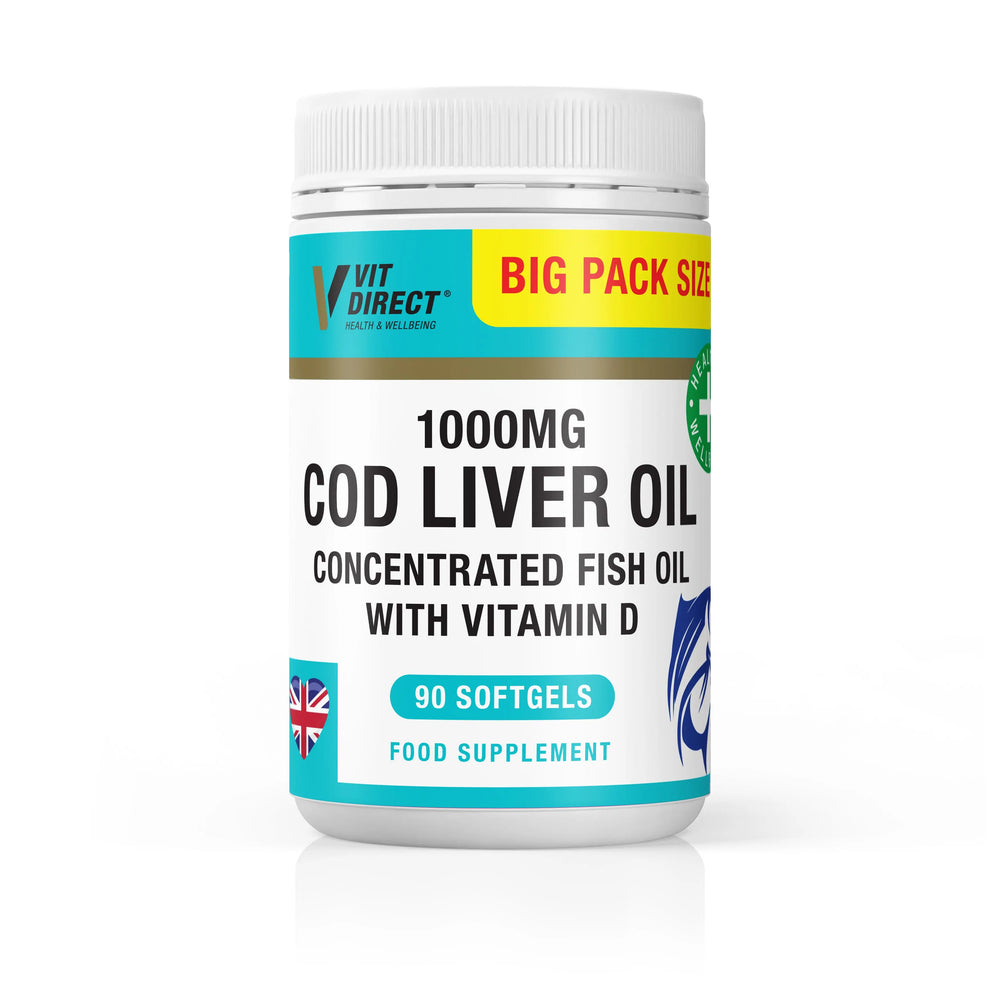 Vit Direct Cod Liver Oil 1000mg 90 Softgel Capsules - The Beauty Store