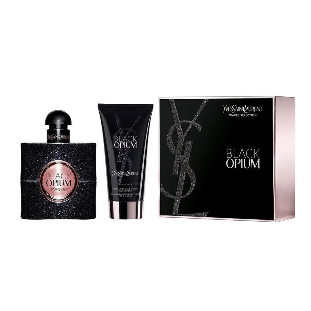 Ysl Black Opium 2 Pcs Set: 1.6 Eau De Parfum Spray + 1.6 Shimmering Body Lotion Yves Saint Laurent