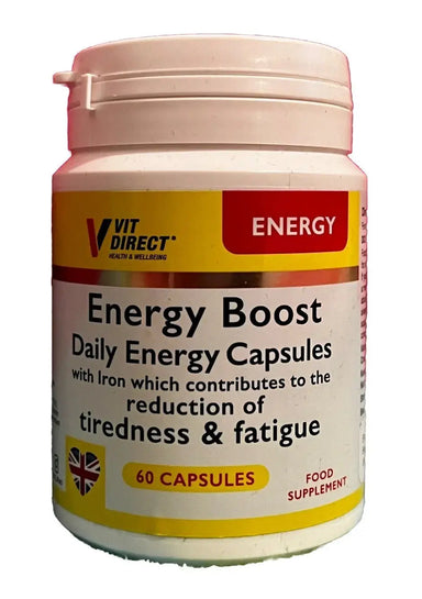 Vit Direct Daily Energy Boost with Iron 60 Capsules - 2 Month Supply Vit Direct