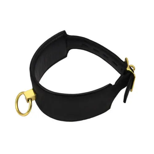 Bound Noir Nubuck Leather Collar with O Ring Bound