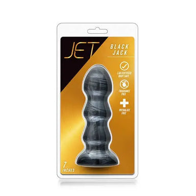 Jet Black Jack Large Ribbed Butt Plug 7 inches Blush Novelties