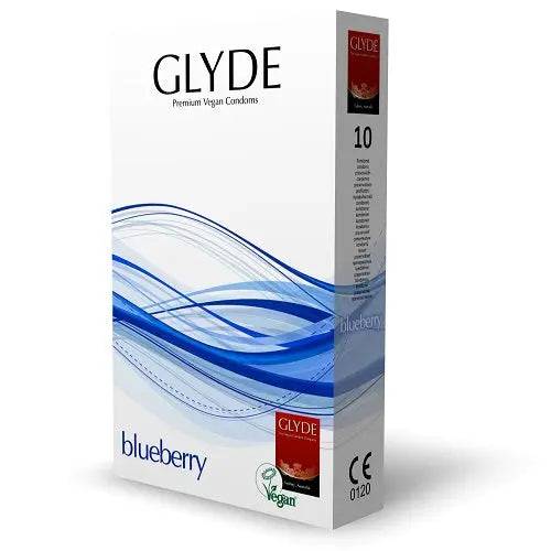 Glyde Ultra Blueberry Flavour Vegan Condoms 10 Pack Glyde Vegan Condoms