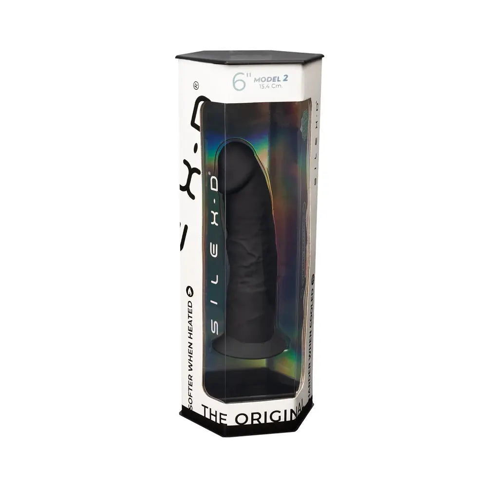 SilexD 6 inch Realistic Silicone Dual Density Dildo with Suction Cup Black SilexD