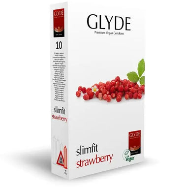 Glyde Ultra Slimfit Strawberry Flavour Vegan Condoms 10 Pack