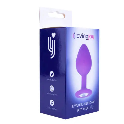 Loving Joy Jewelled Silicone Butt Plug Purple - Medium Loving Joy