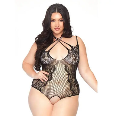 Leg Avenue Plus Size Net and Lace Crotchless Body Leg Avenue