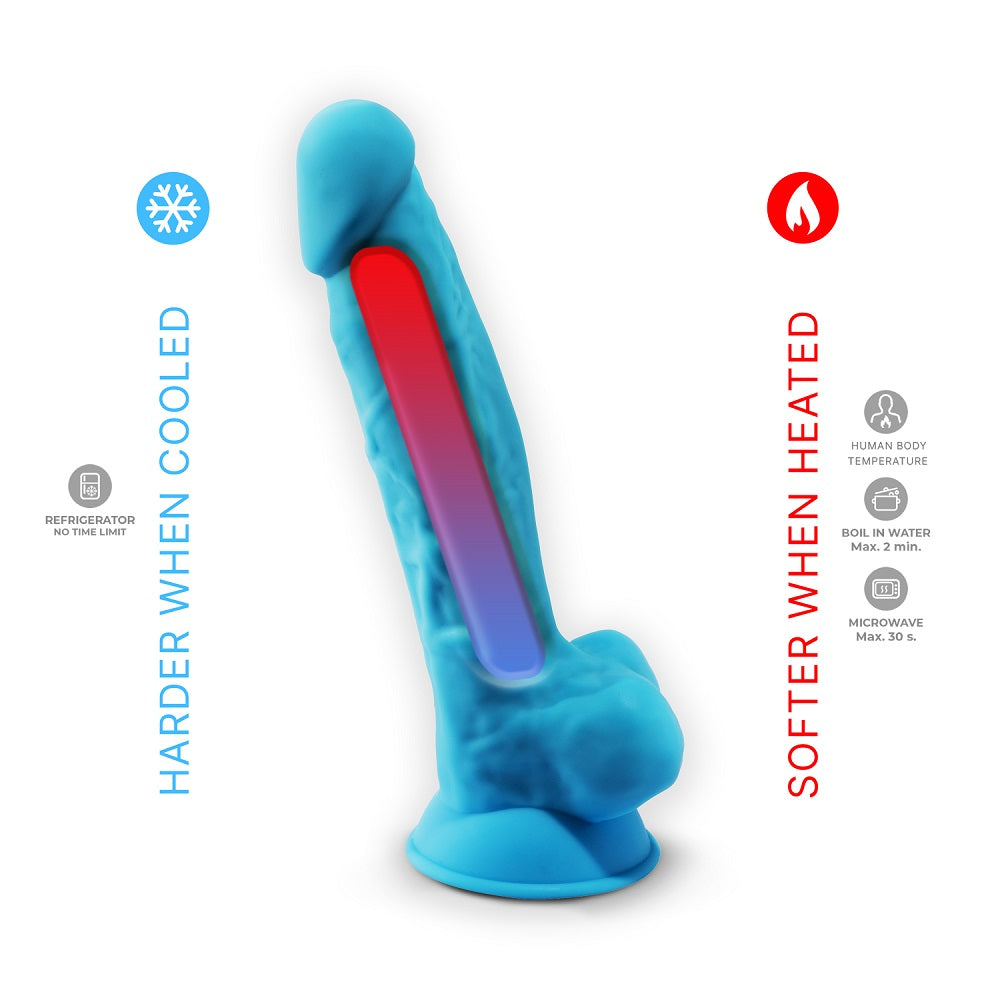 SilexD 7 inch Realistic Silicone Dual Density Dildo with Suction Cup and Balls Blue SilexD