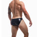 C4M Boost Black Leatherette Bikini Brief Large Cut 4 Men