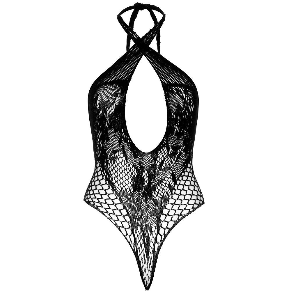 Leg Avenue Lace and Net Halter Teddy Leg Avenue