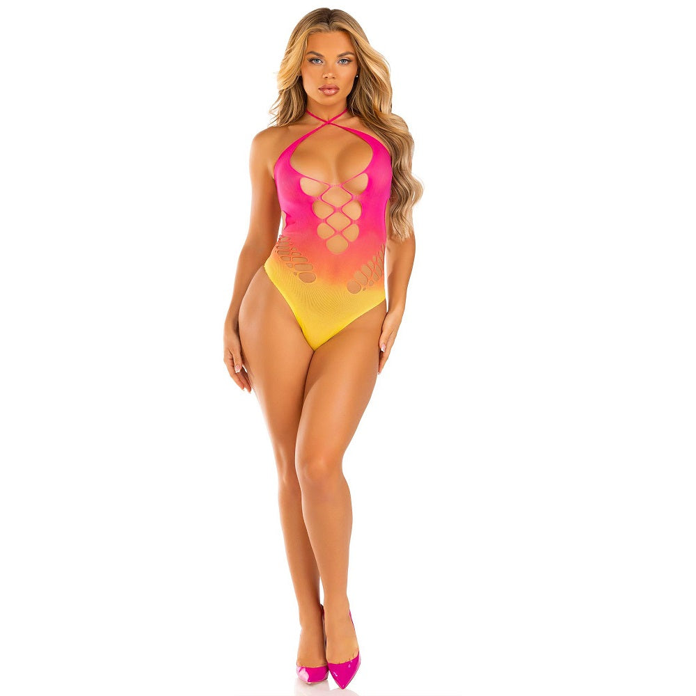 Leg Avenue Seamless Ombre Halter Bodysuit Leg Avenue