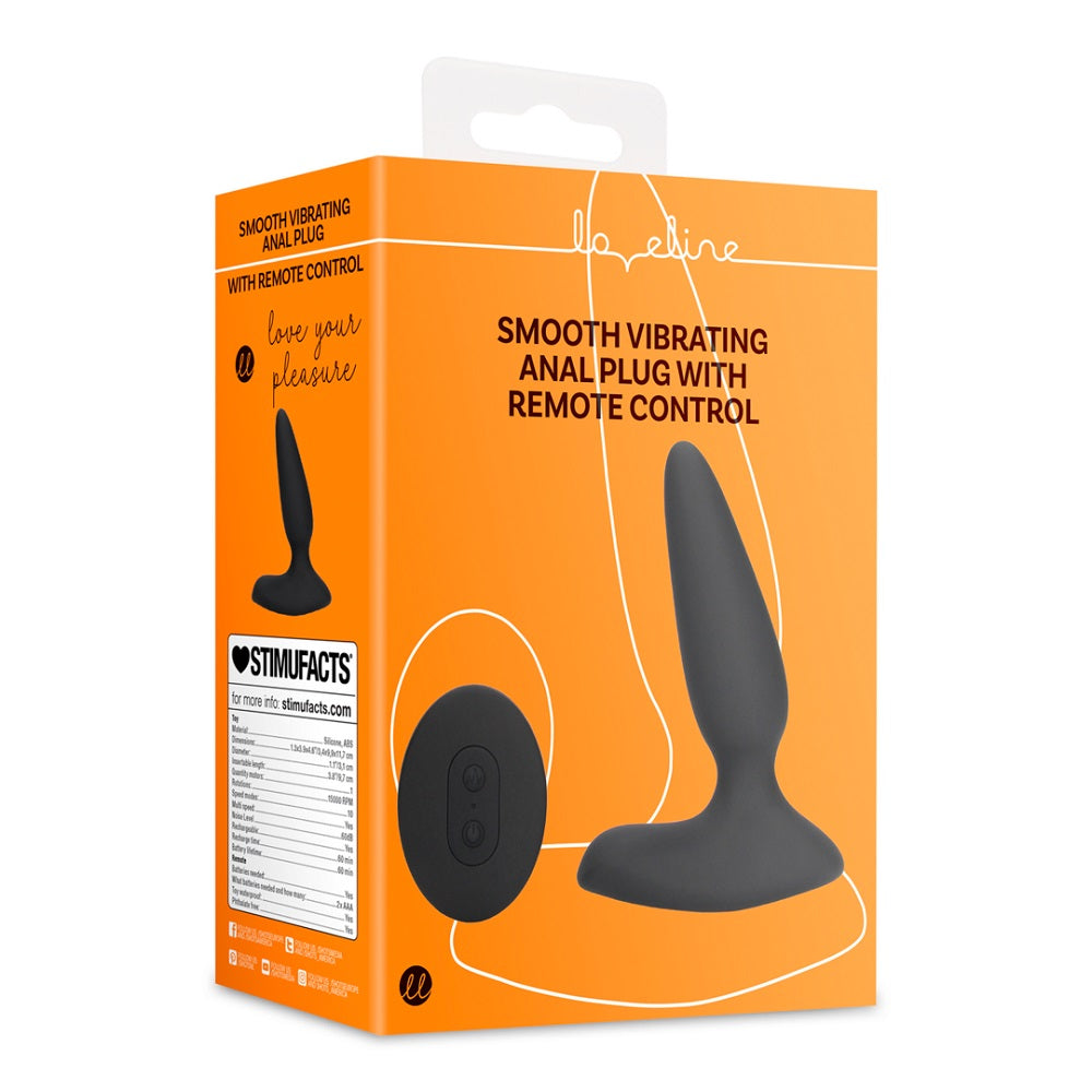 Smooth Vibrating Anal Plug with Remote Control Black Shots Toys