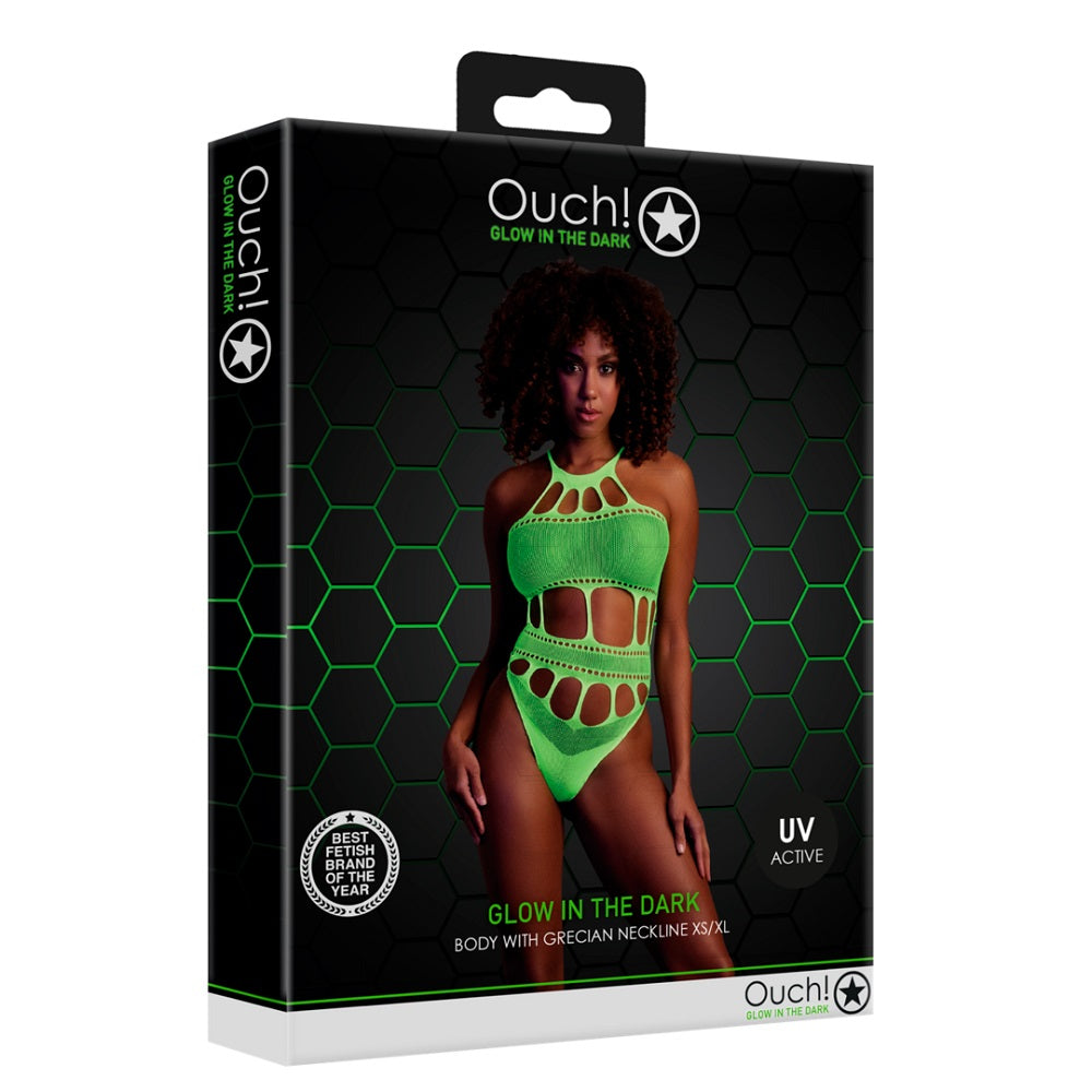 Cut Out Thong Bodysuit Neon Green One Size Shots Toys