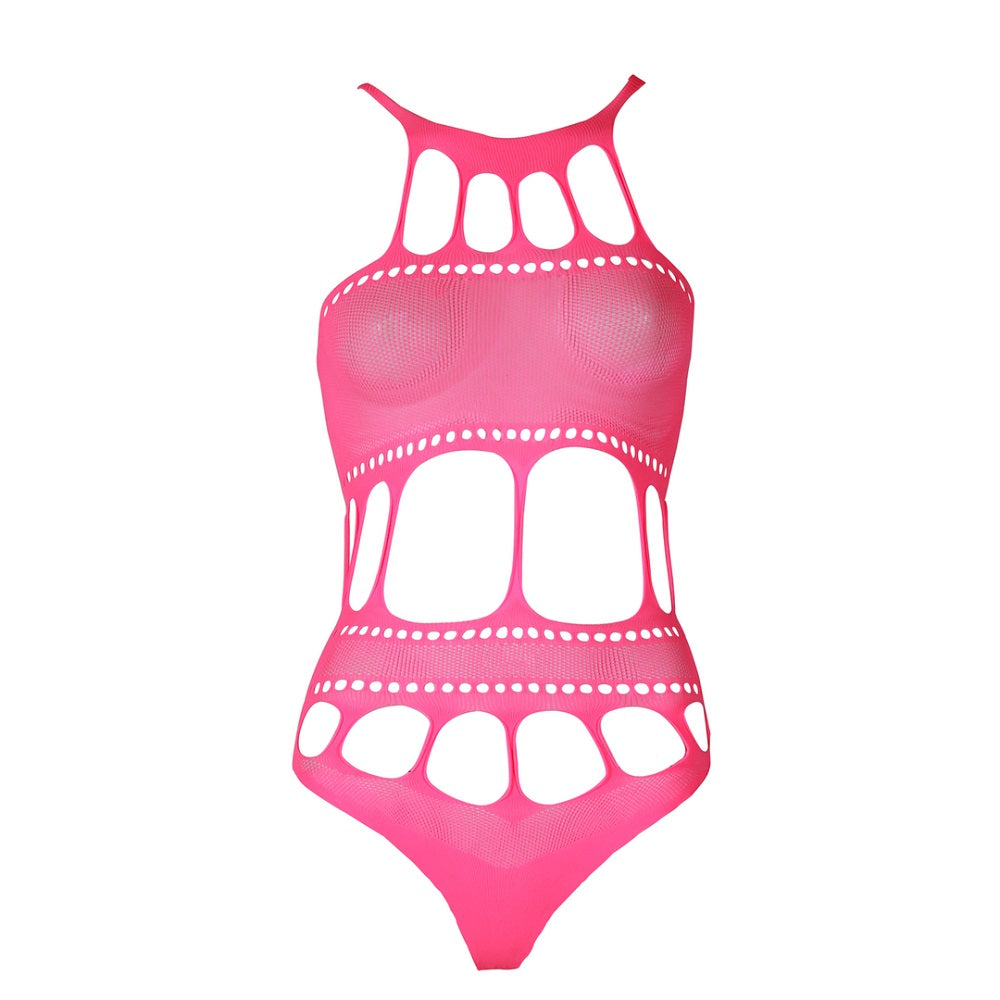 Cut Out Thong Bodysuit Neon Pink One Size Shots Toys