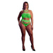 Cut Out Thong Bodysuit Neon Green Plus Size