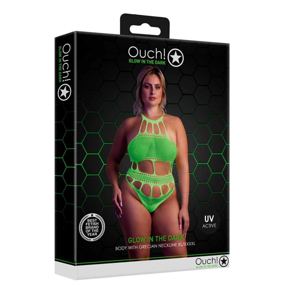 Cut Out Thong Bodysuit Neon Green Plus Size Shots Toys