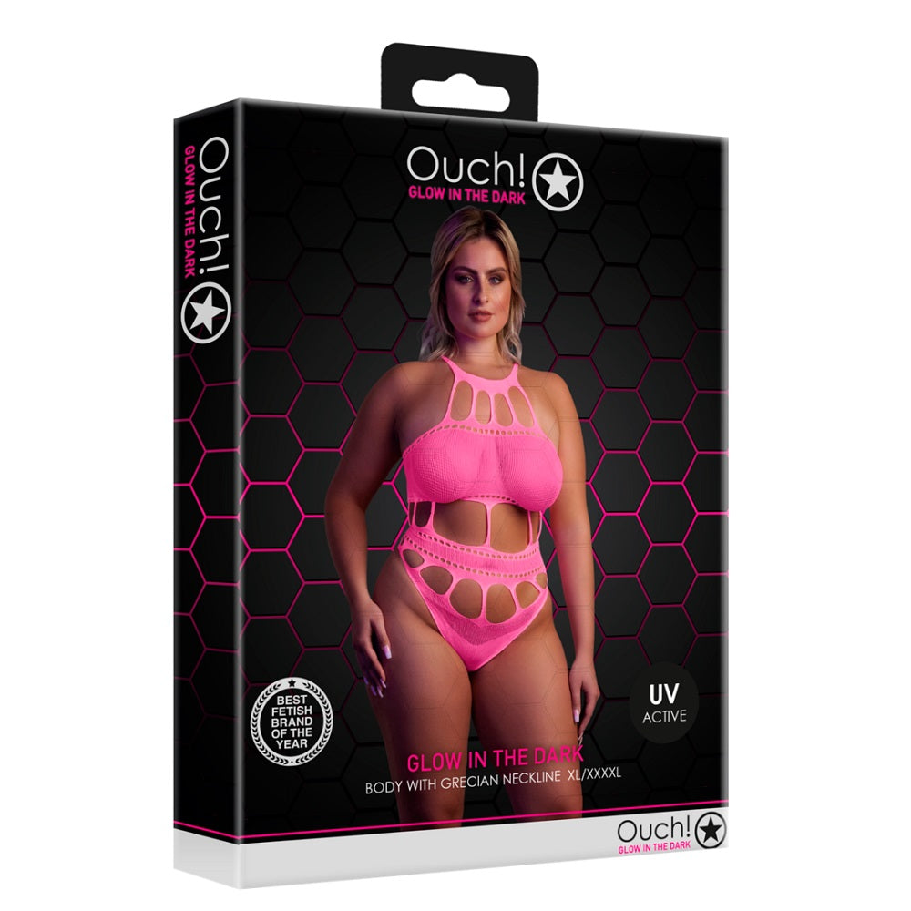 Cut Out Thong Bodysuit Neon Pink Plus Size Shots Toys