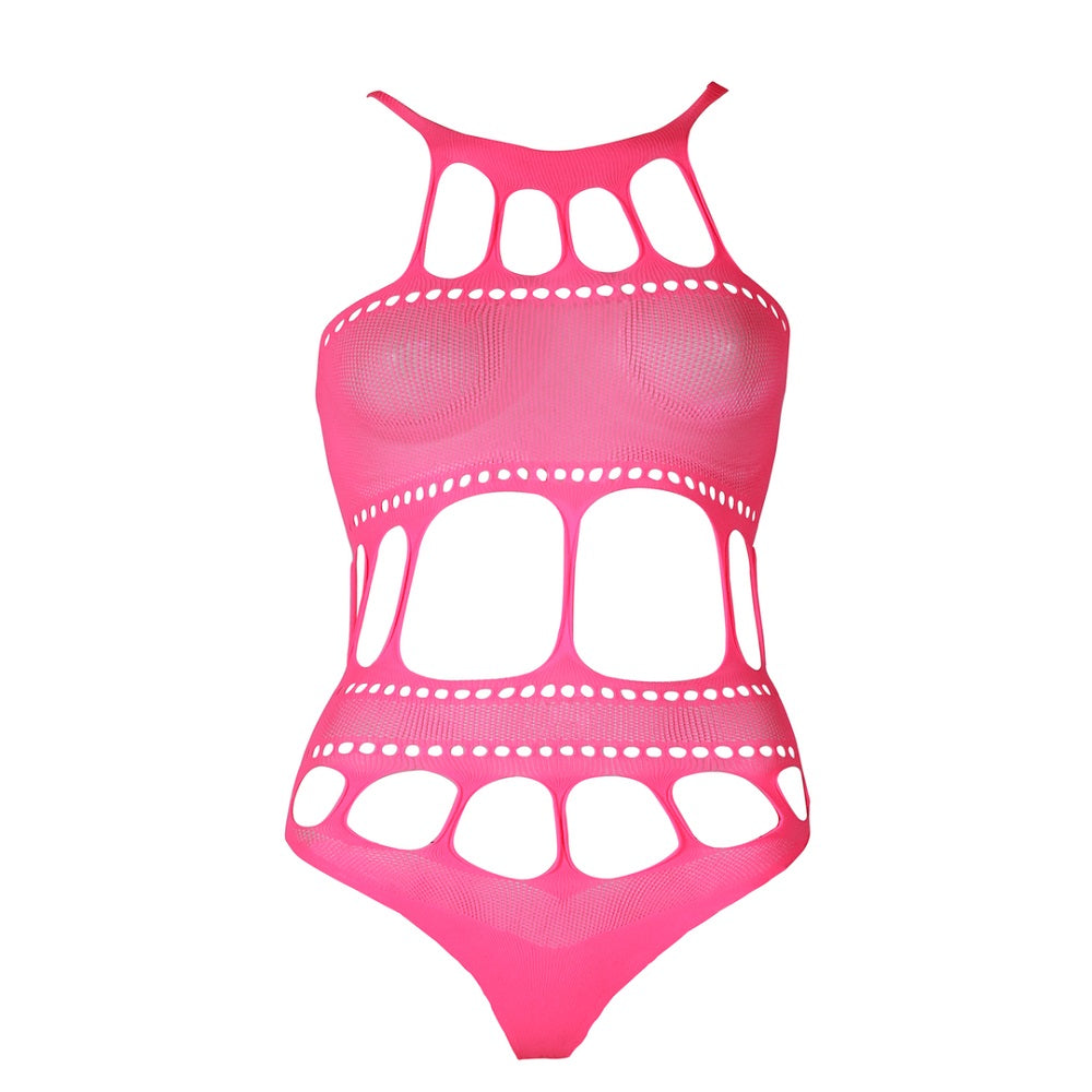 Cut Out Thong Bodysuit Neon Pink Plus Size Shots Toys