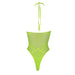 Halter Tie Neck Bodysuit Neon Green One Size Shots Toys