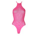 Halter Tie Neck Bodysuit Neon Pink One Size Shots Toys