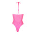 Halter Tie Neck Bodysuit Neon Pink One Size Shots Toys