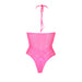 Halter Tie Neck Bodysuit Neon Pink Plus Size Shots Toys