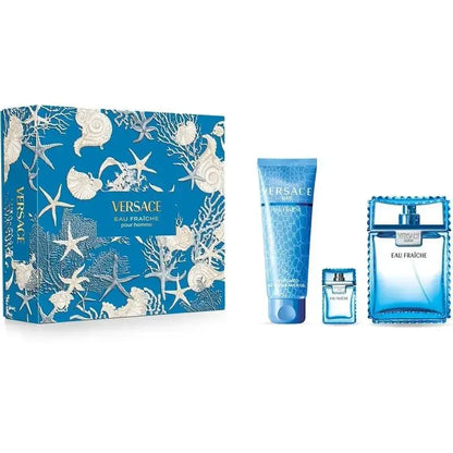 Versace Eau Fraiche 3 Pcs Set For Men: 3.4 Eau De Toilette Spray + 5 Ml Eau De Toilette Mini + 5 Oz Bath & Shower Gel Versace