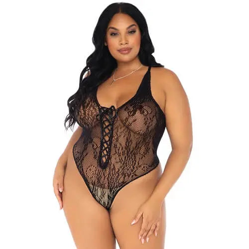 Leg Avenue Plus Size Floral Lace Thong Body